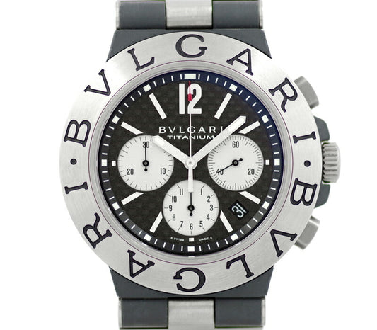 BVLGARI Bulgari Diagano Chronograph Titanium TI444TACH Black Black Carbon Dial Titanium List Men's Automatic Wind [Watch] [Used]