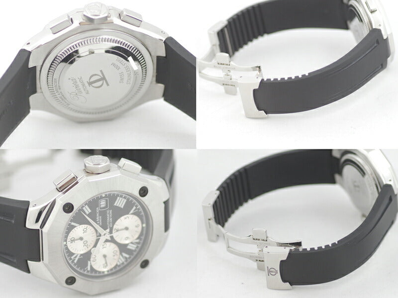 BAUME＆MERCIER ボーム&メルシェリビエラ XXL クロノグラフ MOA08594 デイト 100m防水 黒 ブラック 文字盤 SS ステンレス 純正ラバーベルト メンズ 自動巻き リヴィエラ【腕時計】【中古】