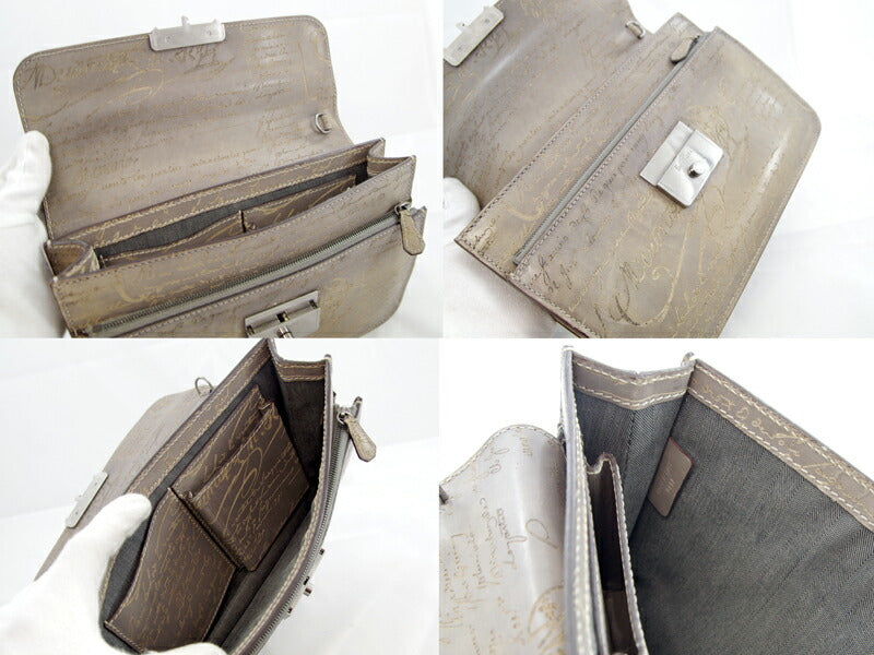 Berluti Berluti Caligraphy Clutch Second Bag Venetian Leather Light Brown Ash Hand Patine [Bag] [Used]