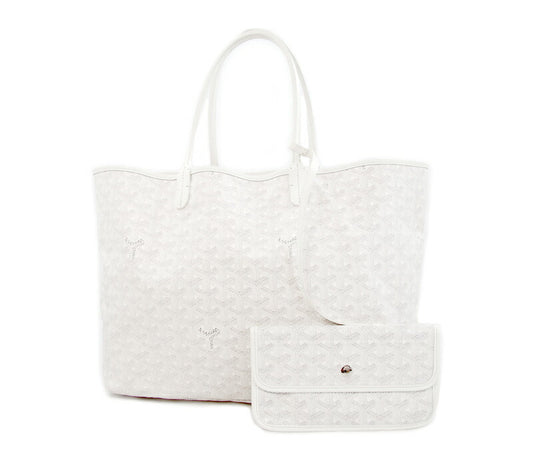 GOYARD Goyal Saint Louis PM St. Leis Coating Canvas White White Tote Bag Pouch Leather Men's Ladies Unisex [Bag] [Used]