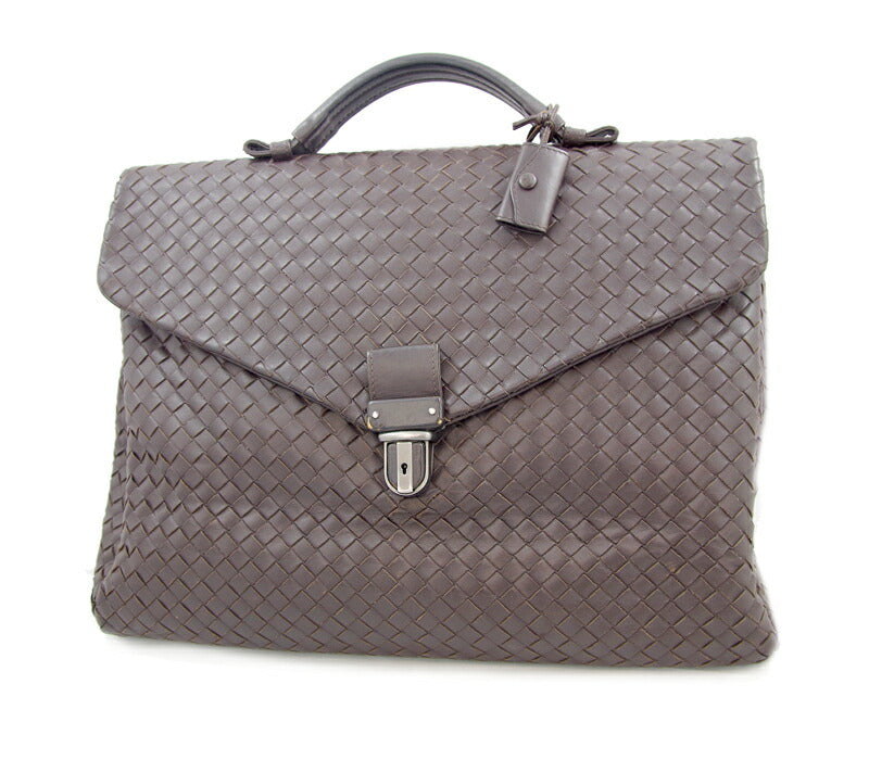 BOTTEGA VENETA Bottega Veneta Intrecciato Briefcase Business Bag Handbag Black Black 113095 Leather Men [Bag] [Used]