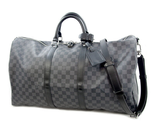 LOUIS VUITTON Louis Vuitton Damier Graphit Keepol Bandriere 55 N41413 Black Black Boston Hand Shoulder 2WAY Bag Travel Gender [Bag] [Used]