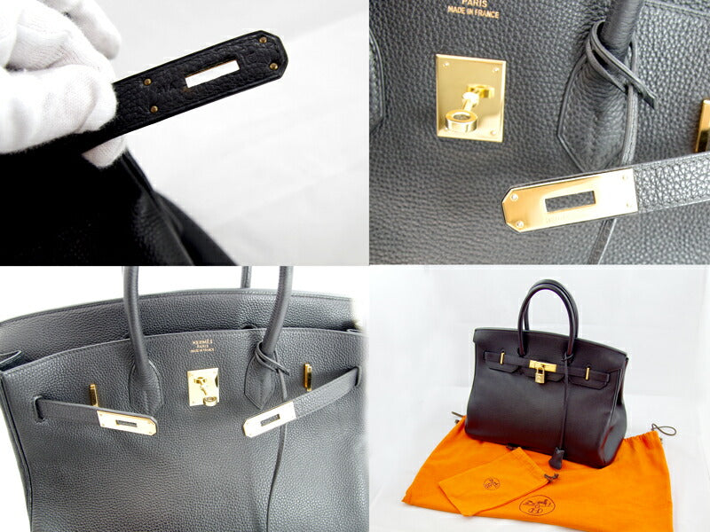 HERMES Hermes Birkin 35 Togo Black Black Gold Bracket Hand Tote Bag Leather G -engraved Ladies Men's Men and Women Birkin35 BLACK [Bag] [Used]