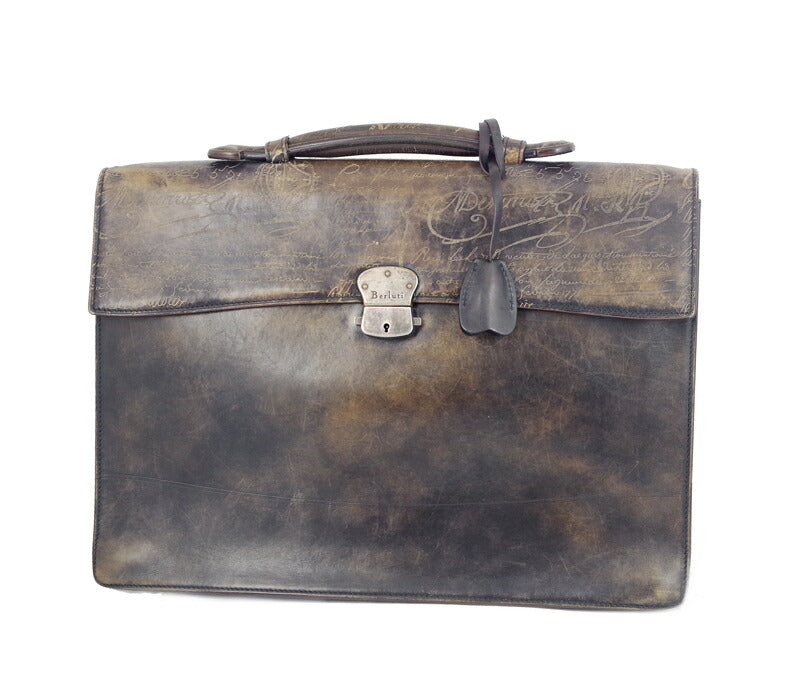 Berluti Berluti Ecrito War Caligraphy Venetian Leather Briefcase Handbag Business Document Bag Patini [Bag] [Used]