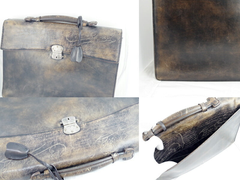 Berluti Berluti Ecrito War Caligraphy Venetian Leather Briefcase Handbag Business Document Bag Patini [Bag] [Used]