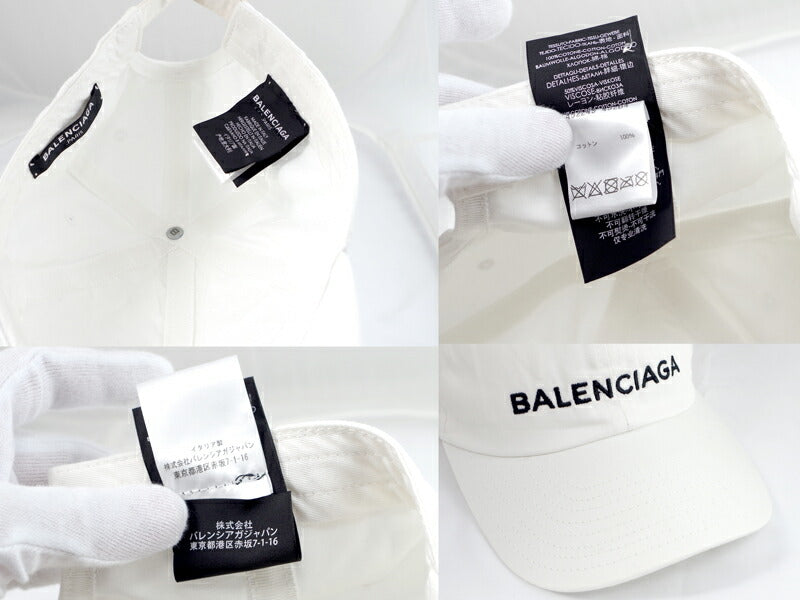 BALENCIAGA Balenciaga Classic Baseball Logo Embroidery Cap Hat Hat Hat L59 452245 452B4 Black Black White Canvas Cotton Rayon Unisex Men's Ladies Men and Women 200035 [Apparel] [Used]