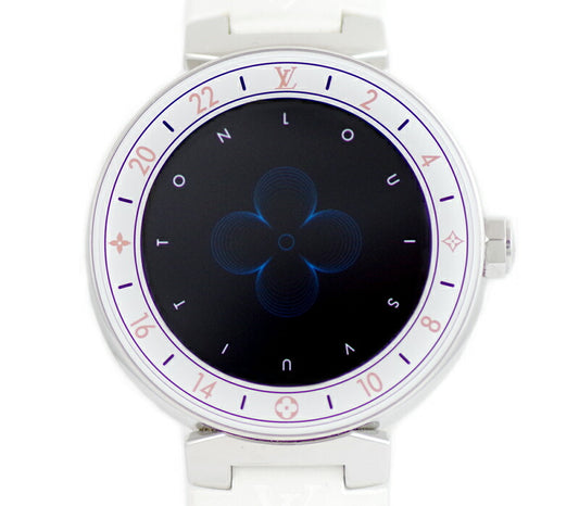 LOUIS VUITTON Louis Vuitton Tambour Horizon White White White QA000Z Black Black Dial SS Stainless Steel Genogram Men's Quartz Digital Charging [Watch] [Used]