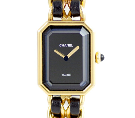 Battery replaced CHANEL Chanel Premiere XL Size H0001 Gold Black Black Dial YGP Yellow Gold Ladies Quartz [6 months warranty] [Watch] [Used]