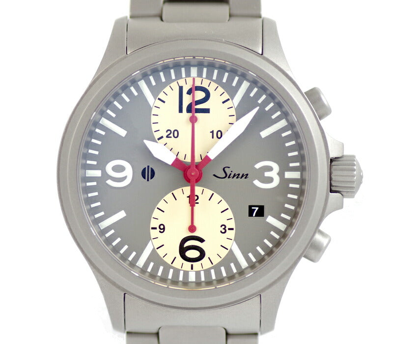 希少品 SINN ジン 756II クロノグラフ スイス・ドイツ・オーストリア限定 ７５本  デイト 200m防水 耐磁 グレー アイボリー ２トーン 文字盤 SS ステンレス メンズ 自動巻き【腕時計】【中古】