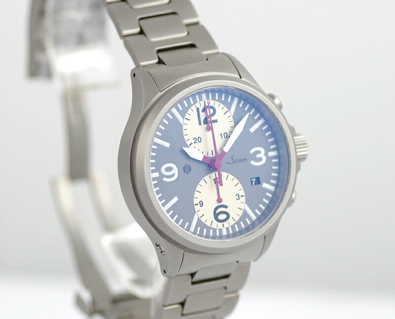 希少品 SINN ジン 756II クロノグラフ スイス・ドイツ・オーストリア限定 ７５本  デイト 200m防水 耐磁 グレー アイボリー ２トーン 文字盤 SS ステンレス メンズ 自動巻き【腕時計】【中古】