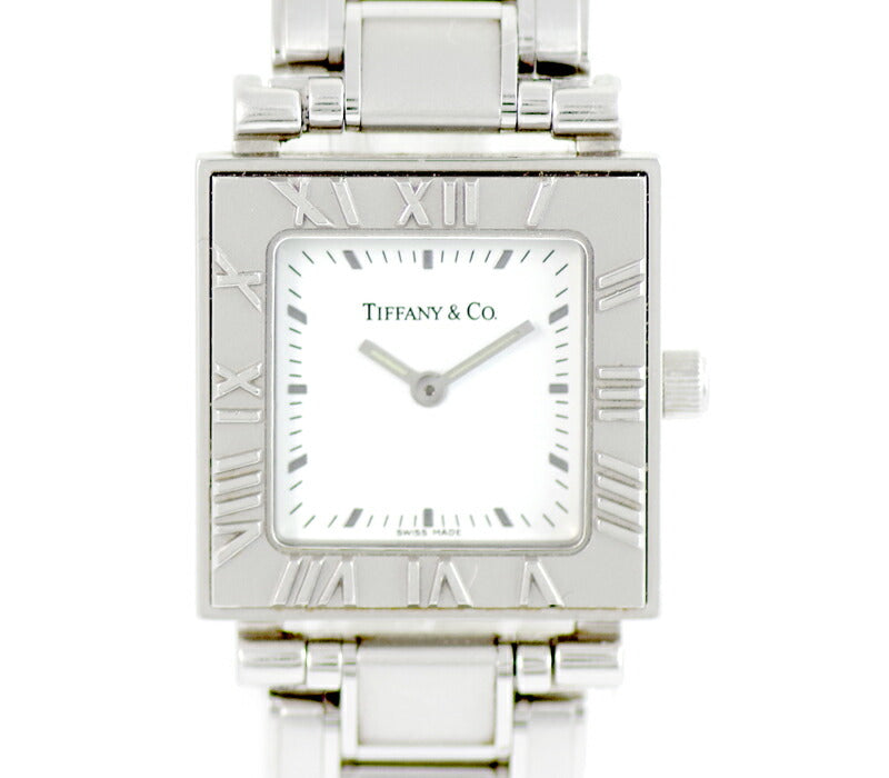 Battery replacement tiffany & co. Tiffany Atlas Square White White Dial SS Stainless Ladies Quartz [Watch] [Used]