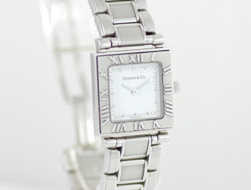 Battery replacement tiffany & co. Tiffany Atlas Square White White Dial SS Stainless Ladies Quartz [Watch] [Used]