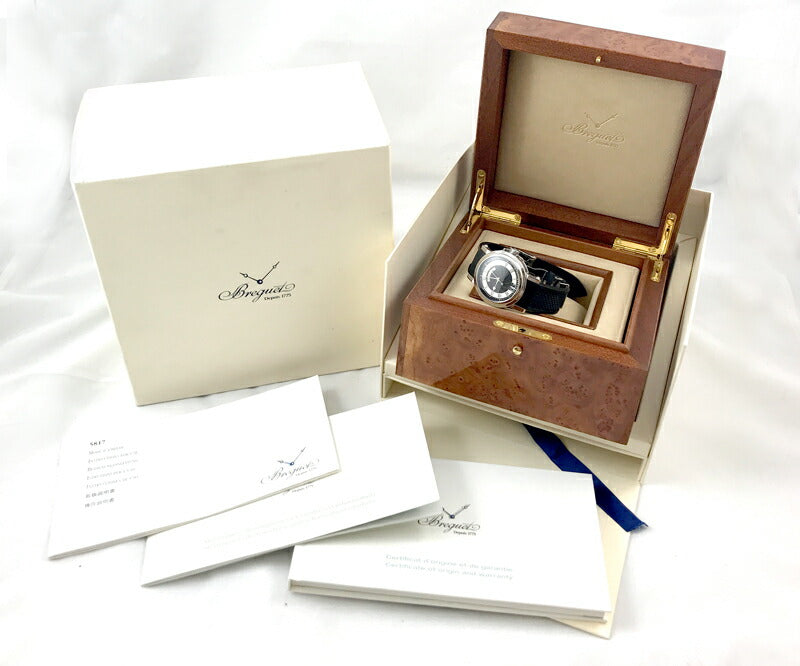 Breguet ブレゲ マリーン2 ラージデイト 5817ST/92/5V8 裏スケ ブラック 黒 文字盤  SS ステンレス 純正ベルト メンズ 自動巻き マリーンll【6ヶ月保証】【腕時計】【中古】