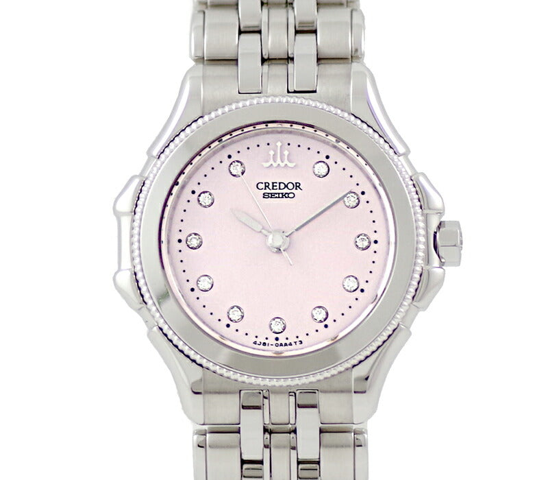 Battery replacement Seiko Seiko Couredor 11P Diamond 4J81-0B20 Pink Shell Dial K18WG White Gold SS Stainless Steel Genuine Diamond Ladies Quartz [6 months warranty] [Watch] [Used]