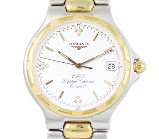 Battery replacement Longines Longine Concquest VHP Perpetual Calendar L1.627.3 Date White White Dial SS Stainless steel YGP Yellow Gold Combination Quartz Men [6 months warranty] [Watch] [Used]