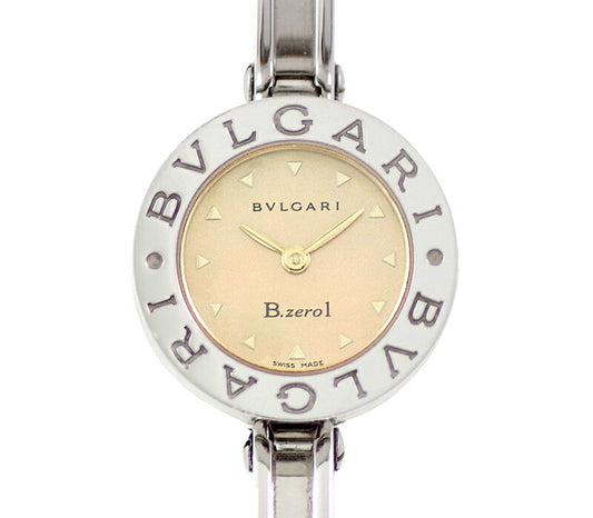 電池交換済 BVLGARI ブルガリ B-zero1 ビーゼロワン BZ22S シェル 文字盤 SS ステンレス レディース クォーツ バングル ウォッチ【腕時計】【中古】