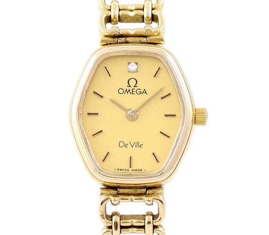 Battery replacement rare product OMEGA Omega Devil Devil Diamond 1PD 1455 791.0887 Gold Dial SS Stainless Steel Yellow Gold Ladies Quartz [6 months warranty] [Watch] [Used]