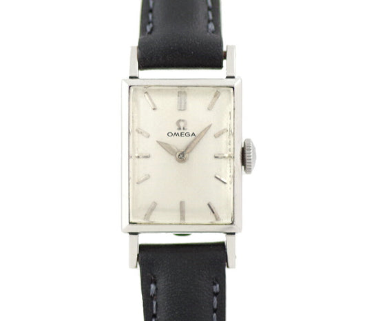 Rare product OMEGA Omega Square Cal.245 17 Stone Silver Dial PT850 Platinum Case Ladies Hand -Roll Antique Vintage [Watch] [Used]