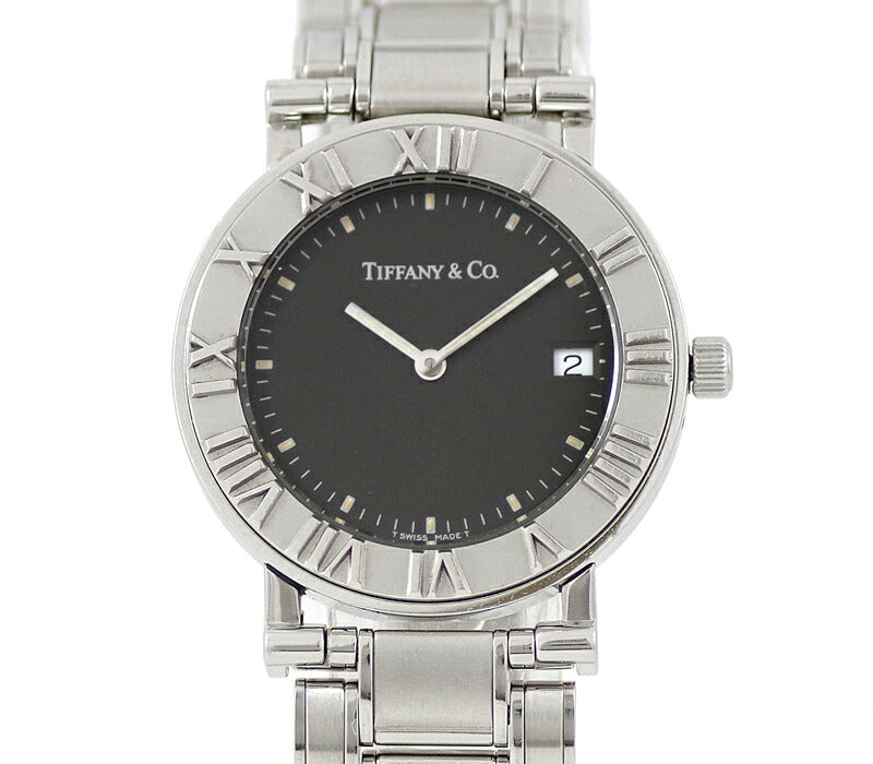 Battery replacement Tiffany & co. Tiffany Atlas Date Gray Dial SS Stainless Boys Ladies Men's Quartz [6 months warranty] [Watch] [Used]