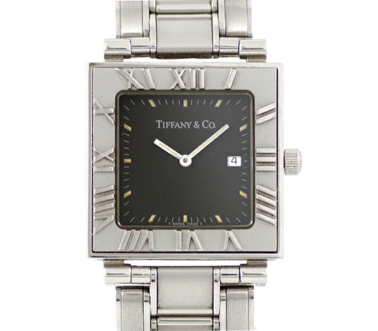 Battery replacement Tiffany & co. Tiffany Atlas Square Gray Dial SS Stainless Boys Ladies Quartz [6 months warranty] [Watch] [Used]