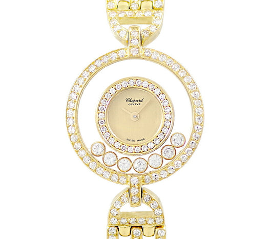 Regular maintenance Chopard Chopard Chopard Chopard Happy Diamond 4097 Genuine Full Diamond 7P Diamond Rug Diamond Breath Diamond Double Bezel Diamond Gold Dial K18YG Yellow Gold Gold Golden Solid Ladies Quartz [6 months Warranty] [Watch] [Used]