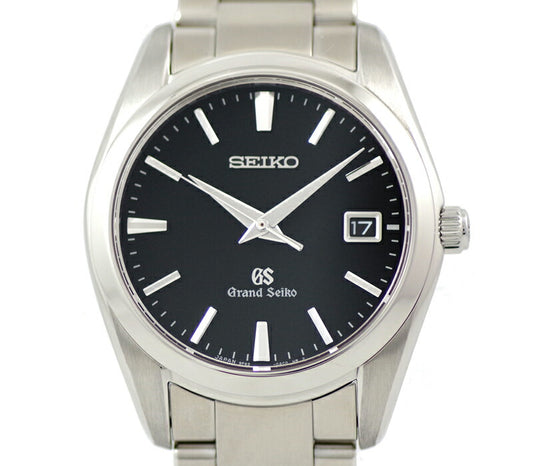 電池交換済 SEIKO セイコー グランドセイコー デイト 9F62-0AB0  ブラック 文字盤 SS ステンレス メンズ クォーツ GS【6ヶ月保証】【腕時計】【中古】