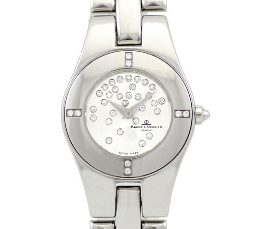 BAUME & MERCIER Baume & Mercier Baume & Merche Linea Full Diamond MOA08164 Silver Dial SS Stainless Ladies Quartz [6 months warranty] [Watch] [Used]