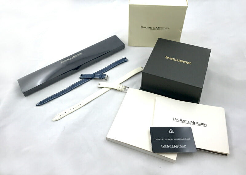 電池交換済 BAUME＆MERCIER ボーム&メルシェ リネア フルダイヤモンド MOA08164 シルバー 文字盤 SS ステンレス レディース クォーツ【6ヶ月保証】【腕時計】【中古】