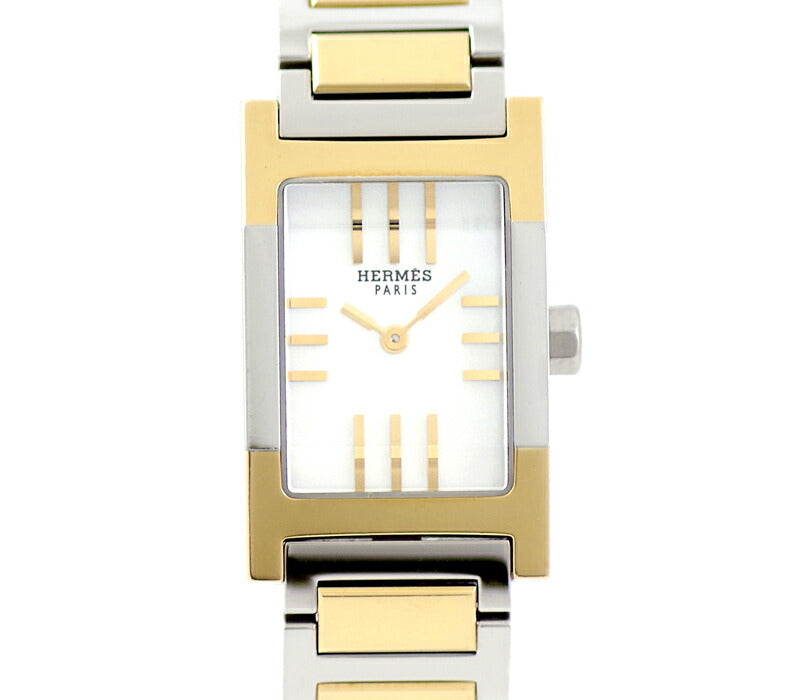 Battery replacement Hermes Hermes Tandem TA1.220 White Shell Dial SS Stainless steel YGP Yellow Gold Combi Ladies Quartz [6 months warranty] [Watch] [Used]
