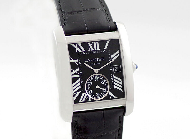 Cartier Cartier Tank MC LM W5330004 Date back Black Black Black Dial SS Stainless Steel Genuine Belt Genuine D buckle Buckle Men's Automatic Wind [6 months warranty] [Watch] [Used]