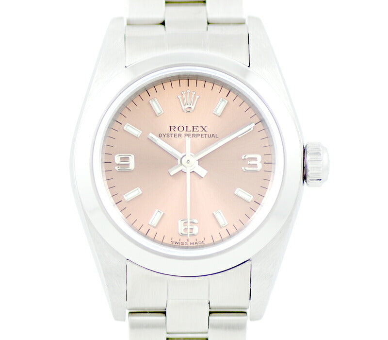 Almost new ROLEX Rolex Rolex Oyster Purpetur 76080 A Pink Dial SS Stainless Ladies Automatic Wind [6 months warranty] [Watch] [Used]