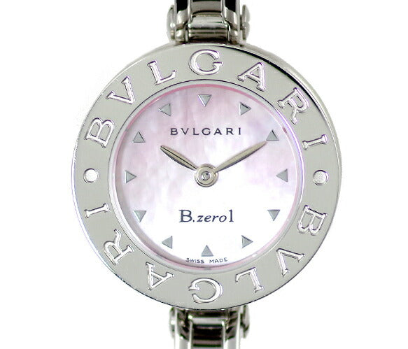 電池交換済 BVLGARI ブルガリ B-zero1 ビーゼロワン BZ22S ピンクシェル 文字盤 SS ステンレス レディース クォーツ バングル ウォッチ【6ヶ月保証】【腕時計】【中古】