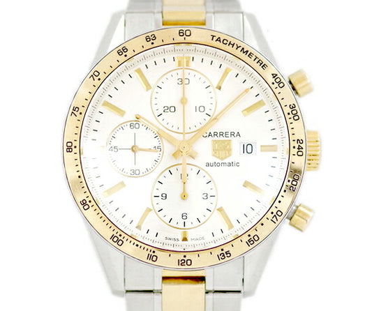 Inspector Tag HEUER Tag Heuer Tag Hoire Carrera Chronograph CV2050.bd0789 50m Waterproof Back Skire Lou Back White White Dial SS Stainless steel YG Yellow Gold Combi Men's Automatic Wind