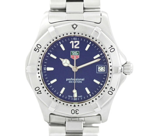 電池交換済 TAG Heuer タグホイヤー 2000シリーズ プロフェッショナル クラシック WK1113-0 BA0311 200m防水 青 ブルー 文字盤 SS ステンレス メンズ クォーツ【6ヶ月保証】【腕時計】【中古】