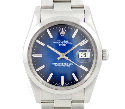 希少品 ROLEX ロレックス OYSTER PERPETUAL DATE オイスターパーペチュアルデイト 15000 67番 ブルーグラデーション 文字盤 SS ステンレス メンズ 自動巻き【6ヶ月保証】【腕時計】【中古】