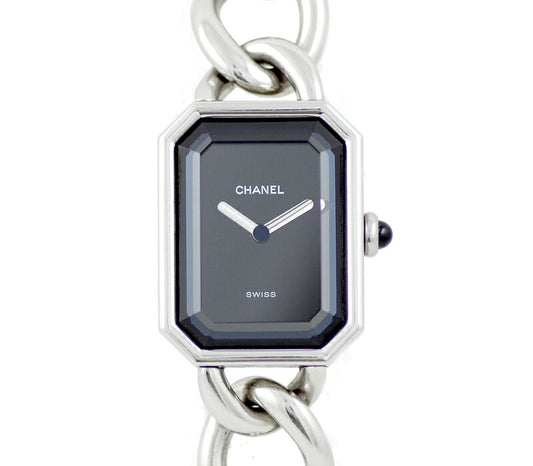 Battery replaced CHANEL Chanel Premiere L size H0452 Silver Black Black Dial SS Stainless Ladies Quartz [6 months warranty] [Watch] [Used]