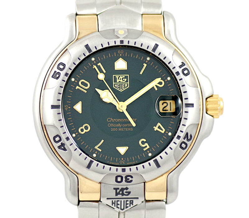 TAG HEUER Tag Hoier 6000 Series WH5153-K1 Chronometer Date 200m Waterproof Green Dial YG Yellow Gold SS Stainless Combination Men's Automatic Wind [6 Month Guarantee] [Watch] [Used]