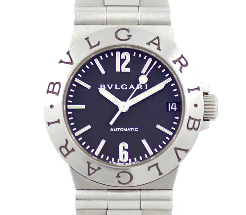 BVLGARI ブルガリ ディアゴノ スポーツ LCV29S デイト 黒 ブラック 文字盤 SS レディース 自動巻き 【3ヶ月保証】【腕時計】【中古】