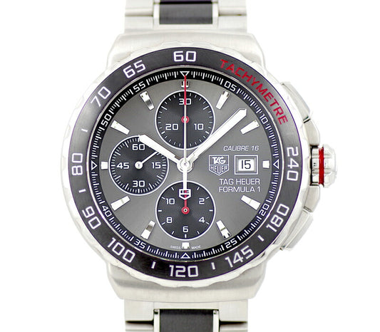 TAG Heuer タグホイヤー フォーミュラ1 クロノグラフ デイト CAU2011 BA0873 200m防水 グレー 文字盤 セラミック SS ステンレス メンズ 自動巻き フォーミュラー1【6ヶ月保証】【腕時計】【中古】