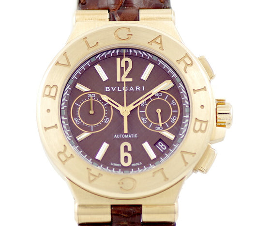 Inspector BVLGARI Bvlgari Diagano DG40GCH 500 Limited gold solid chronograph date brown dial K18 yg yellow gold genuine belt genuine buckle men's automatic wind [6 months warranty] [Used]