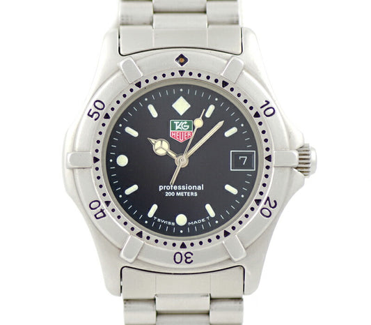 電池交換済 TAG Heuer タグホイヤー 2000シリーズ プロフェッショナル 962.013F 200m防水 デイト 黒 ブラック 文字盤 SS ステンレス メンズ クォーツ【6ヶ月保証】【腕時計】【中古】