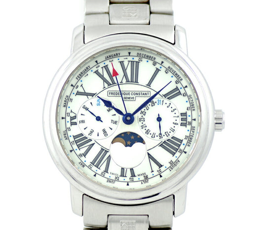 Battery replacement Frederique Consant Frederique Contestant Pass Authority Triple Calendar Moon Daitate FC270X3P4 White White Dial SS Stainless Men Quartz [6 months warranty] [Watch] [Used]