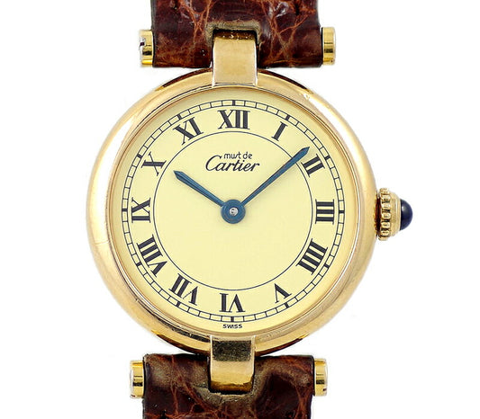 Cartier Cartier Cartier Cartier Cartier Cartier Cartier Cartier Cartier White Ivory Dial SV925 Yellow Gold Ladies Quartz [6 months warranty] [Watch] [Used]