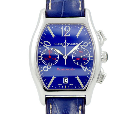 Inspector Ulysse Nardin Ulysse Nardin Ulyssse Nardin Michelangelo Chronograph 563-42 50m Waterproof blue Blue Dial SS Stainless Steel Genuine Belt Genuine Buckwheat Men Automatic Wind