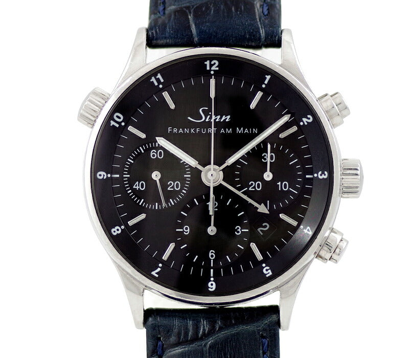 SINN Gin Financial Chronograph Model 6000 Flyback UTC 3 Time Zone Date Date Back Black Black Dial SS Stainless Stainless Steel Belt Men Automatic Wind
