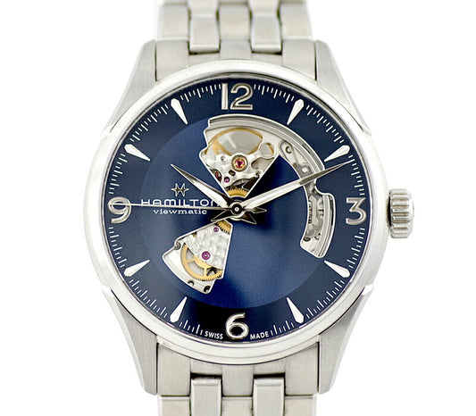 Inspector Hamilton Hamilton Hamilton Jazz Master Open Heart Skeleton H327050 Blue Navy Dial SS Stainless Men Automatic Wind [6 months warranty] [Watch] [Used]