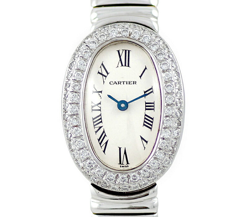 Cartier Cartier Cartier Cartier Cartier Minu Venuar Diamond Bezel White Ivory Dial K18 WG White Gold Gold Solid after Diamond Ladies Quartz