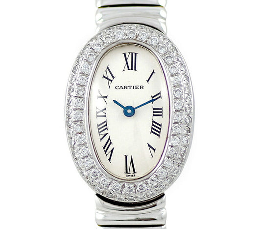 Cartier Cartier Cartier Cartier Cartier Minu Venuar Diamond Bezel White Ivory Dial K18 WG White Gold Gold Solid after Diamond Ladies Quartz